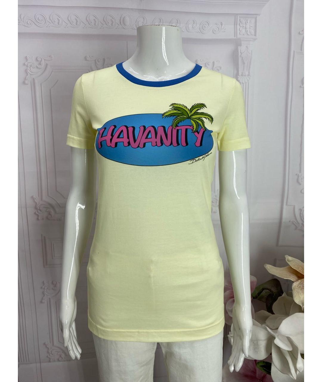 DOLCE&GABBANA Желтая хлопковая футболка, фото 5