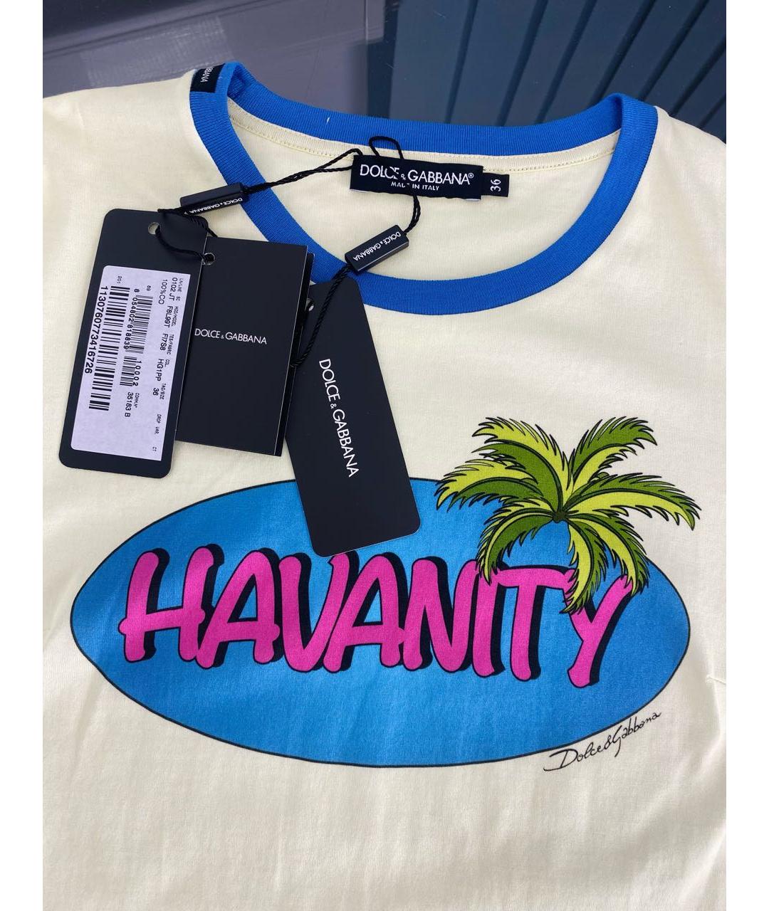 DOLCE&GABBANA Желтая хлопковая футболка, фото 3