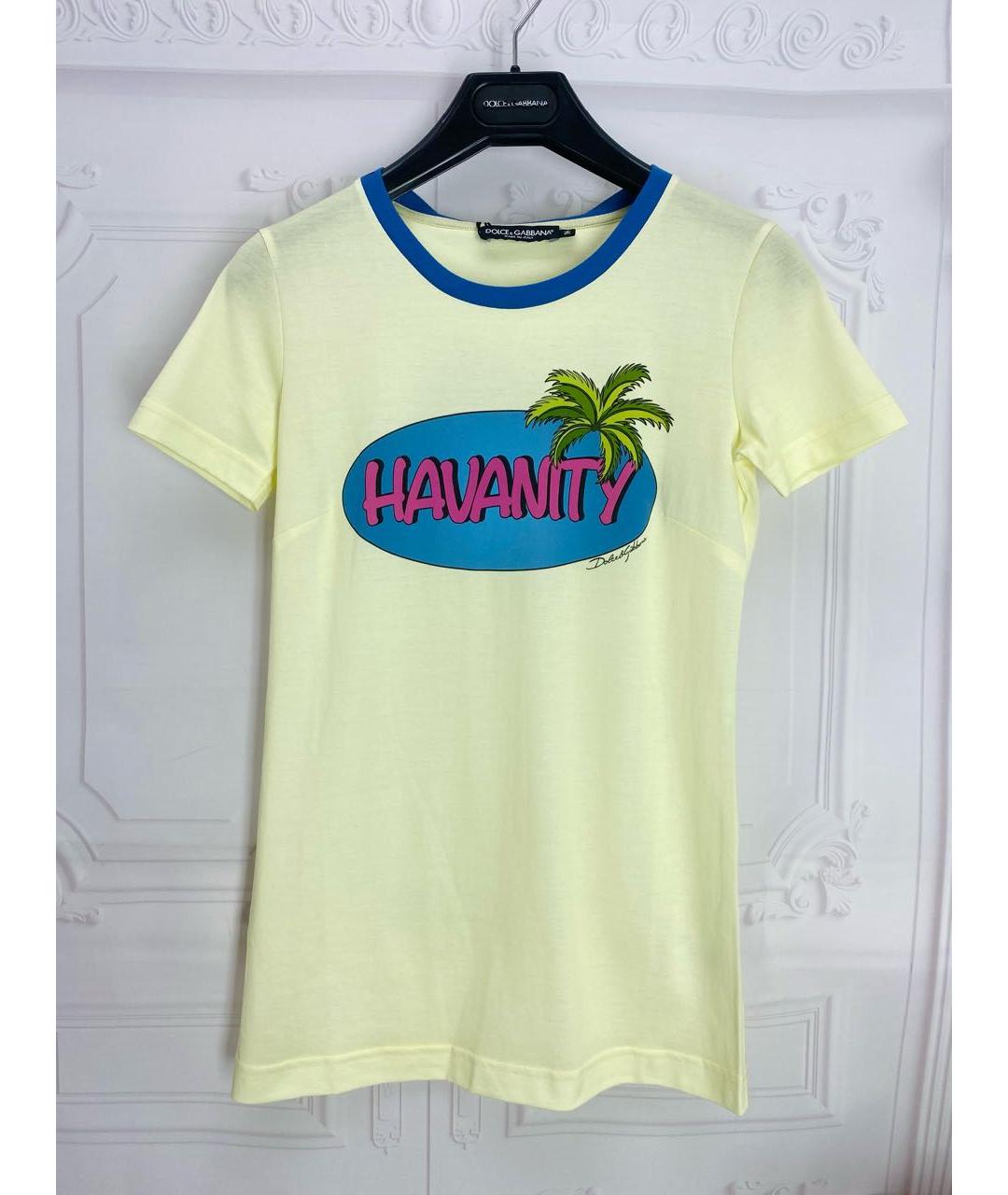 DOLCE&GABBANA Желтая хлопковая футболка, фото 4