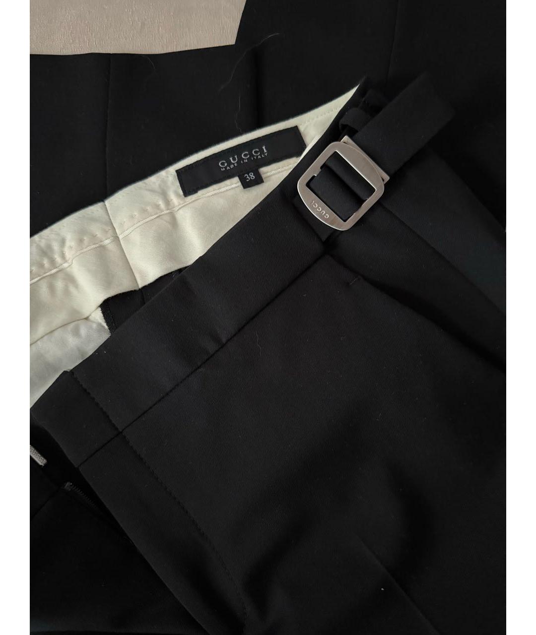 GUCCI Черные шерстяные прямые брюки, фото 5