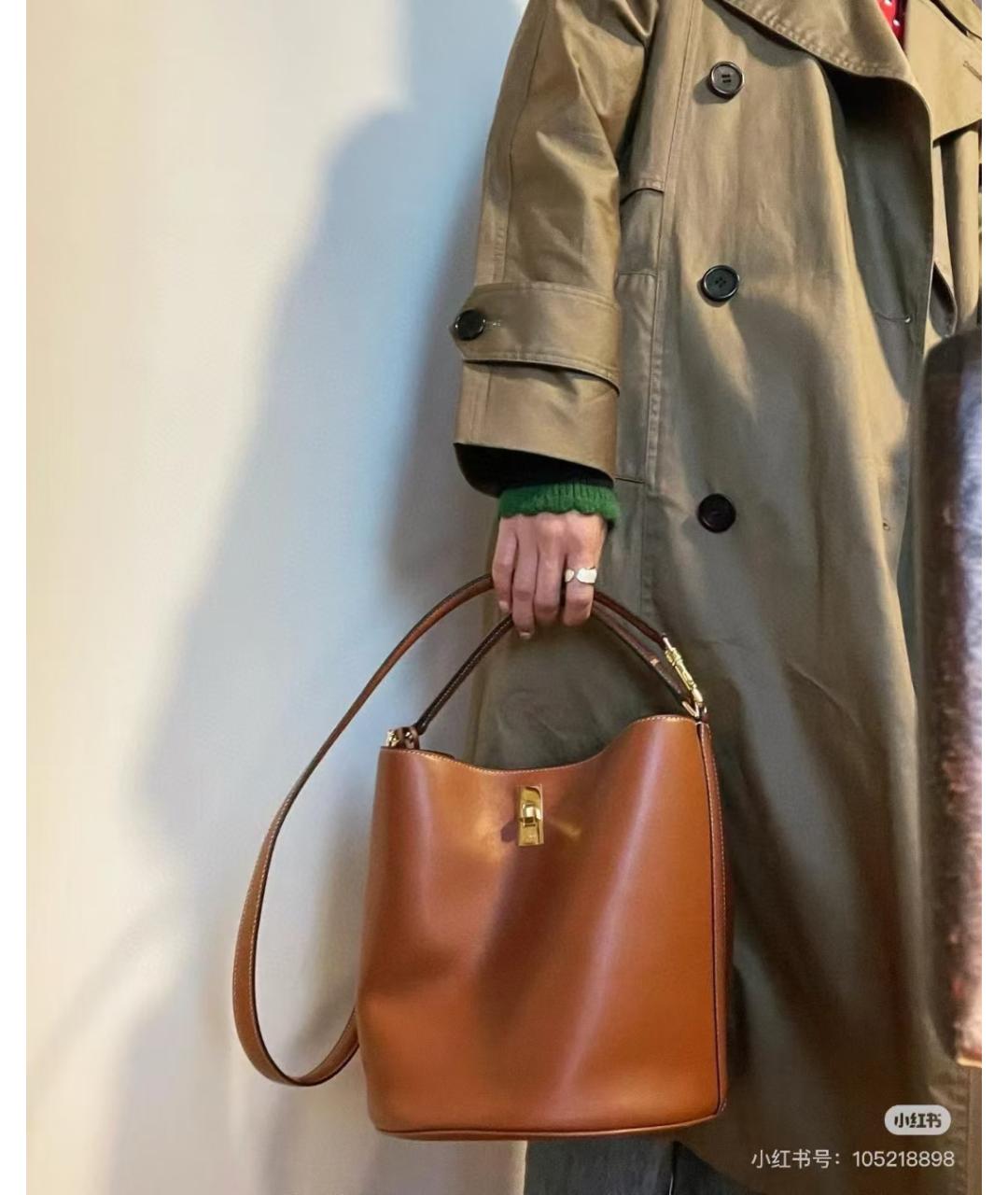 CELINE Коричневая кожаная сумка тоут, фото 6