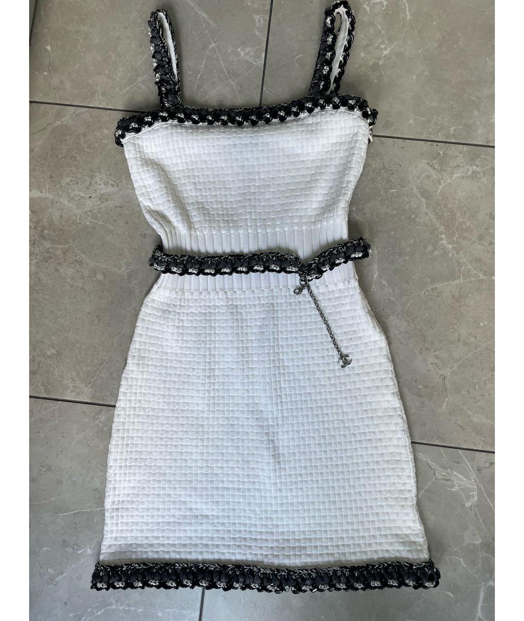 CHANEL Белое вискозное коктейльное платье, фото 9