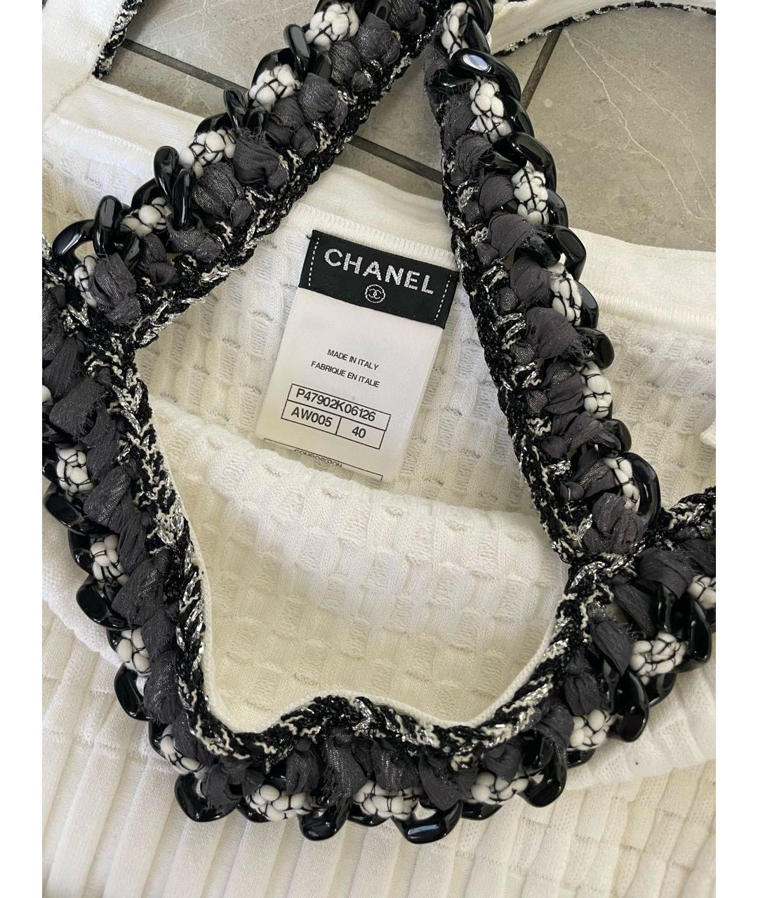 CHANEL Белое вискозное коктейльное платье, фото 4