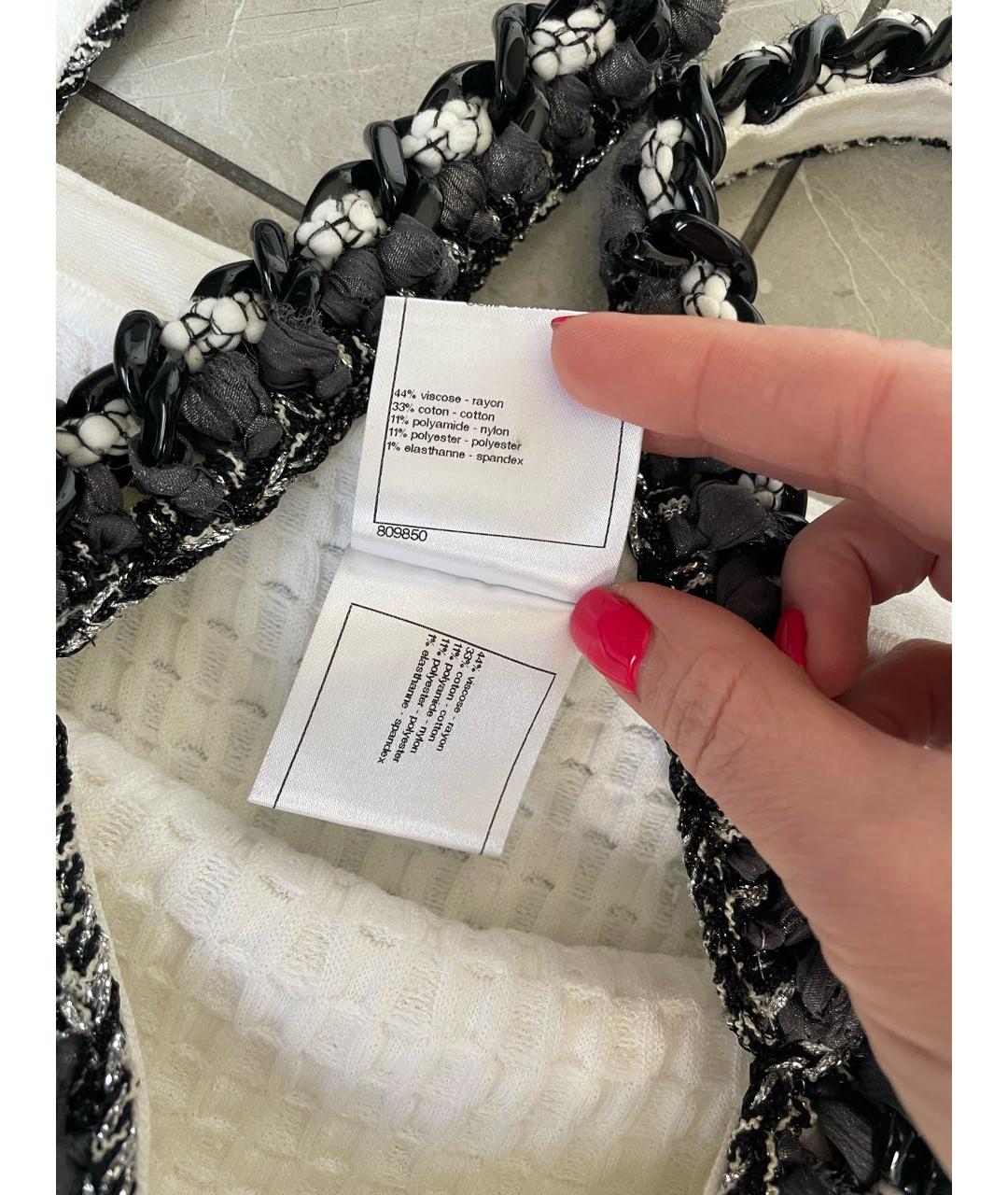 CHANEL Белое вискозное коктейльное платье, фото 5