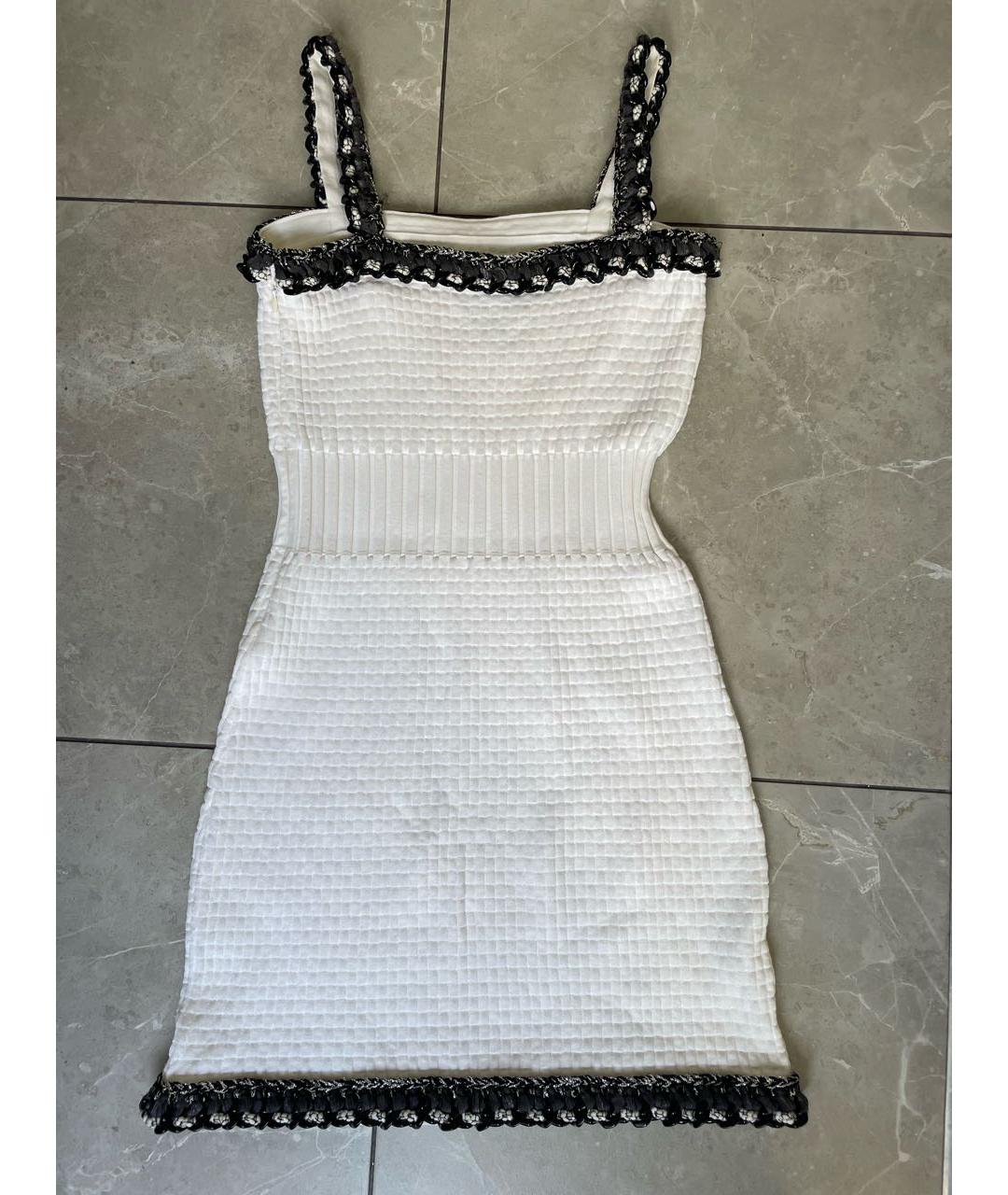 CHANEL Белое вискозное коктейльное платье, фото 6