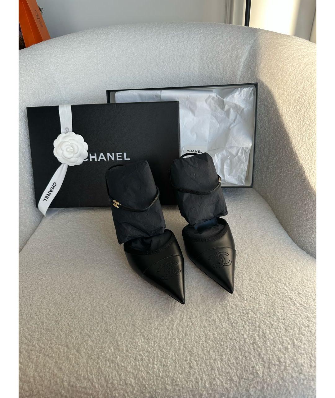 CHANEL Черные кожаные туфли, фото 2