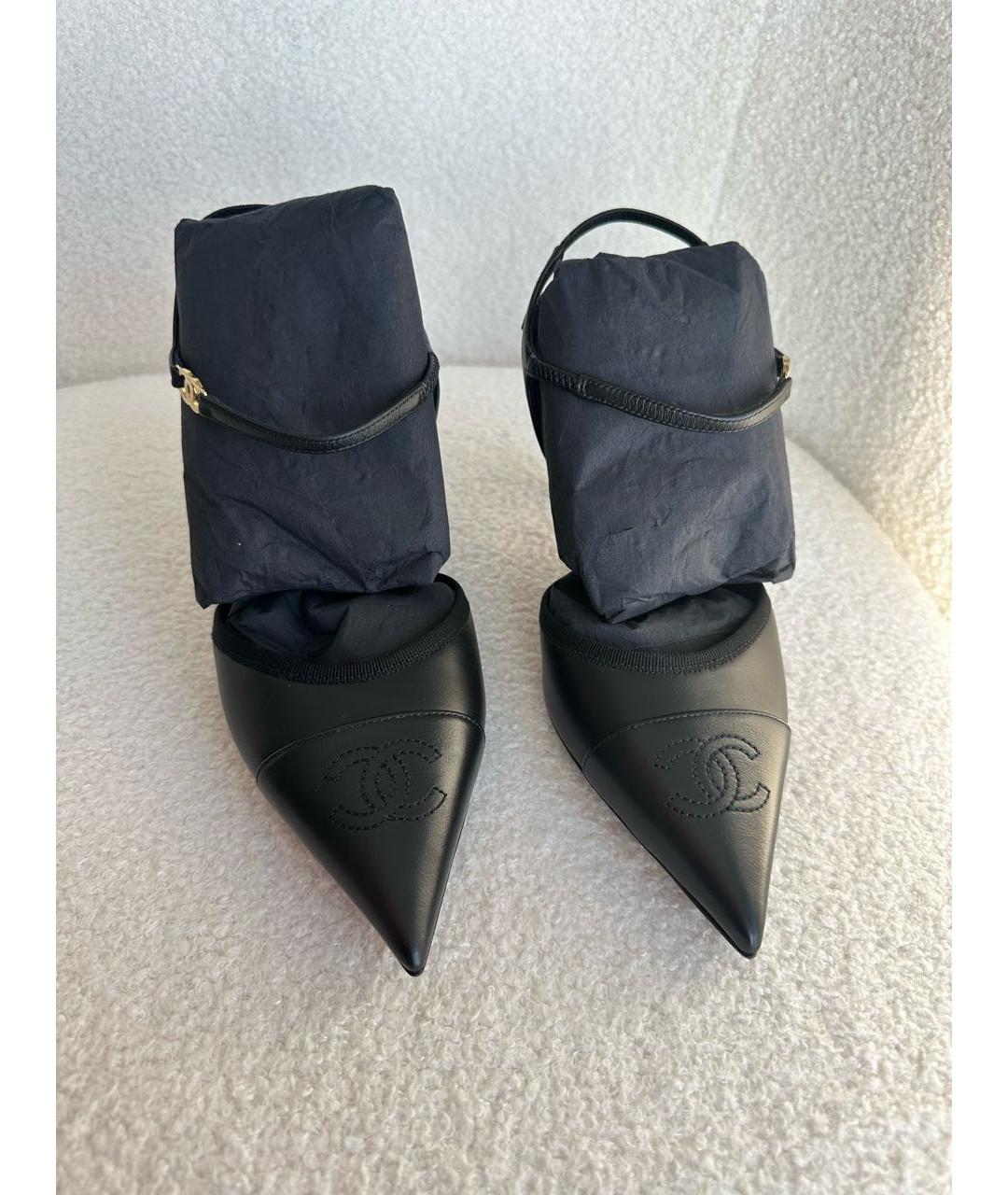 CHANEL Черные кожаные туфли, фото 5