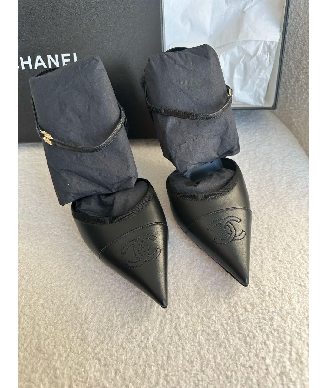 CHANEL Черные кожаные туфли, фото 4