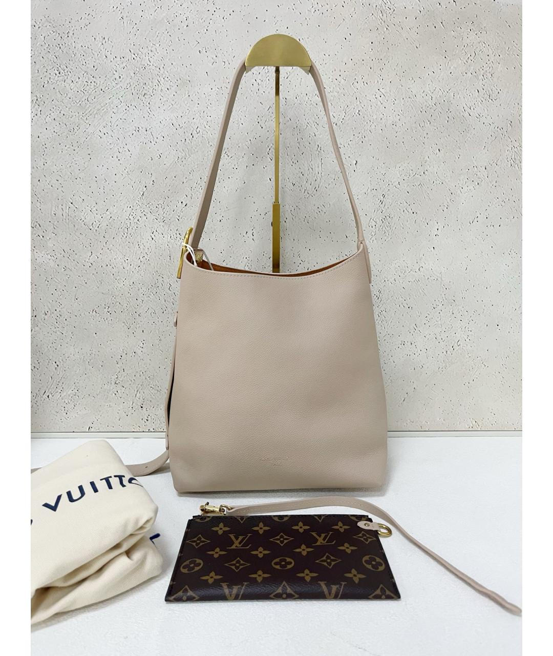 LOUIS VUITTON Бежевая кожаная сумка через плечо, фото 7