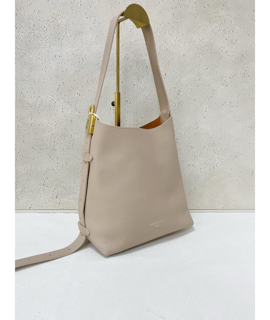 LOUIS VUITTON Бежевая кожаная сумка через плечо, фото 4