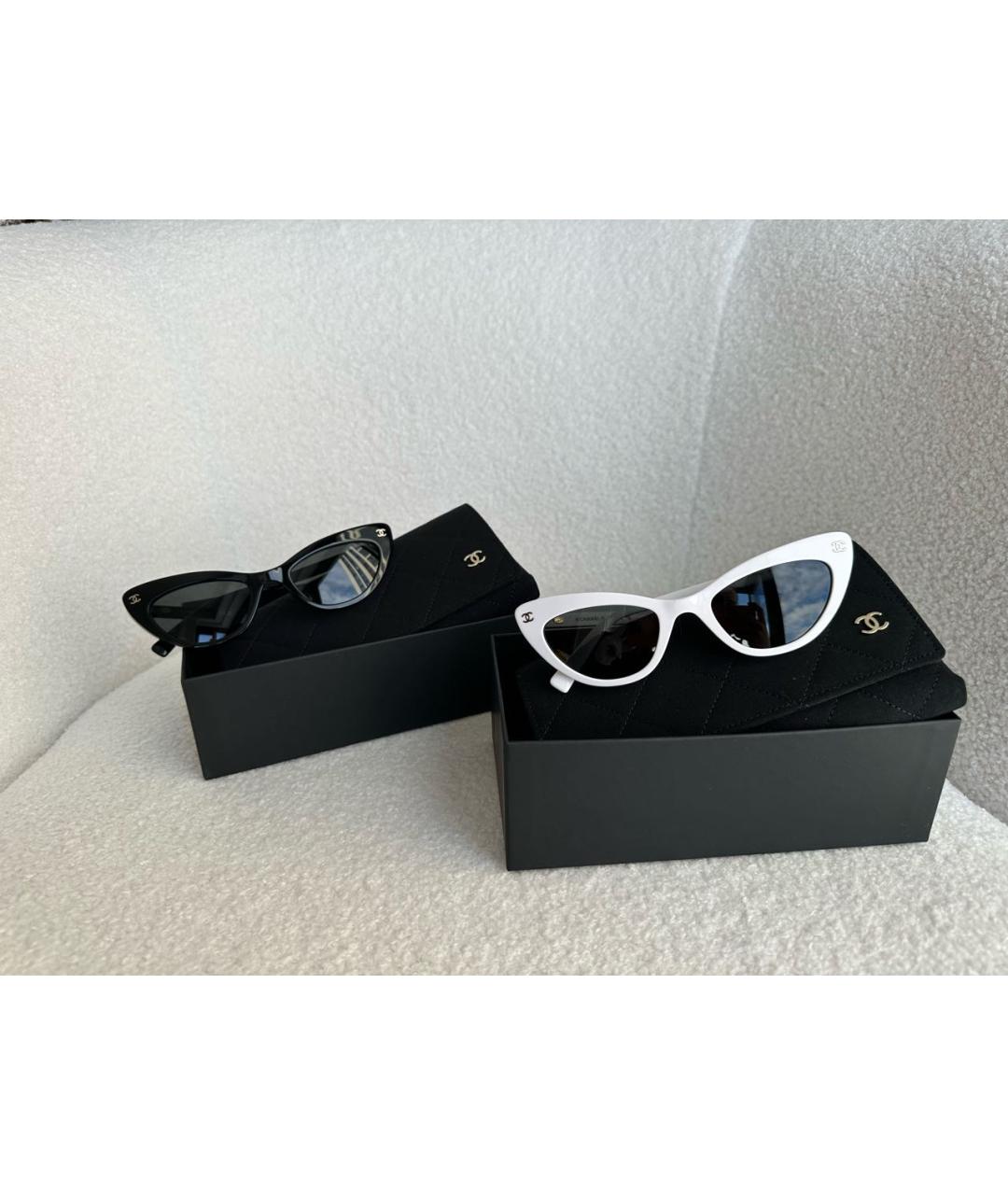 CHANEL Белые пластиковые солнцезащитные очки, фото 2