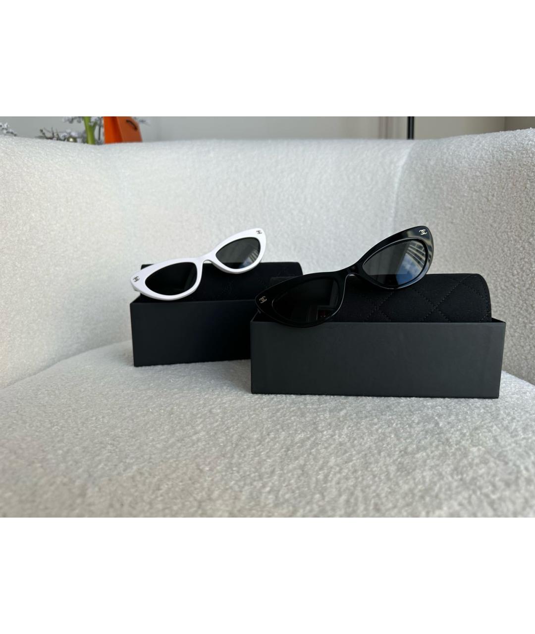 CHANEL Белые пластиковые солнцезащитные очки, фото 3
