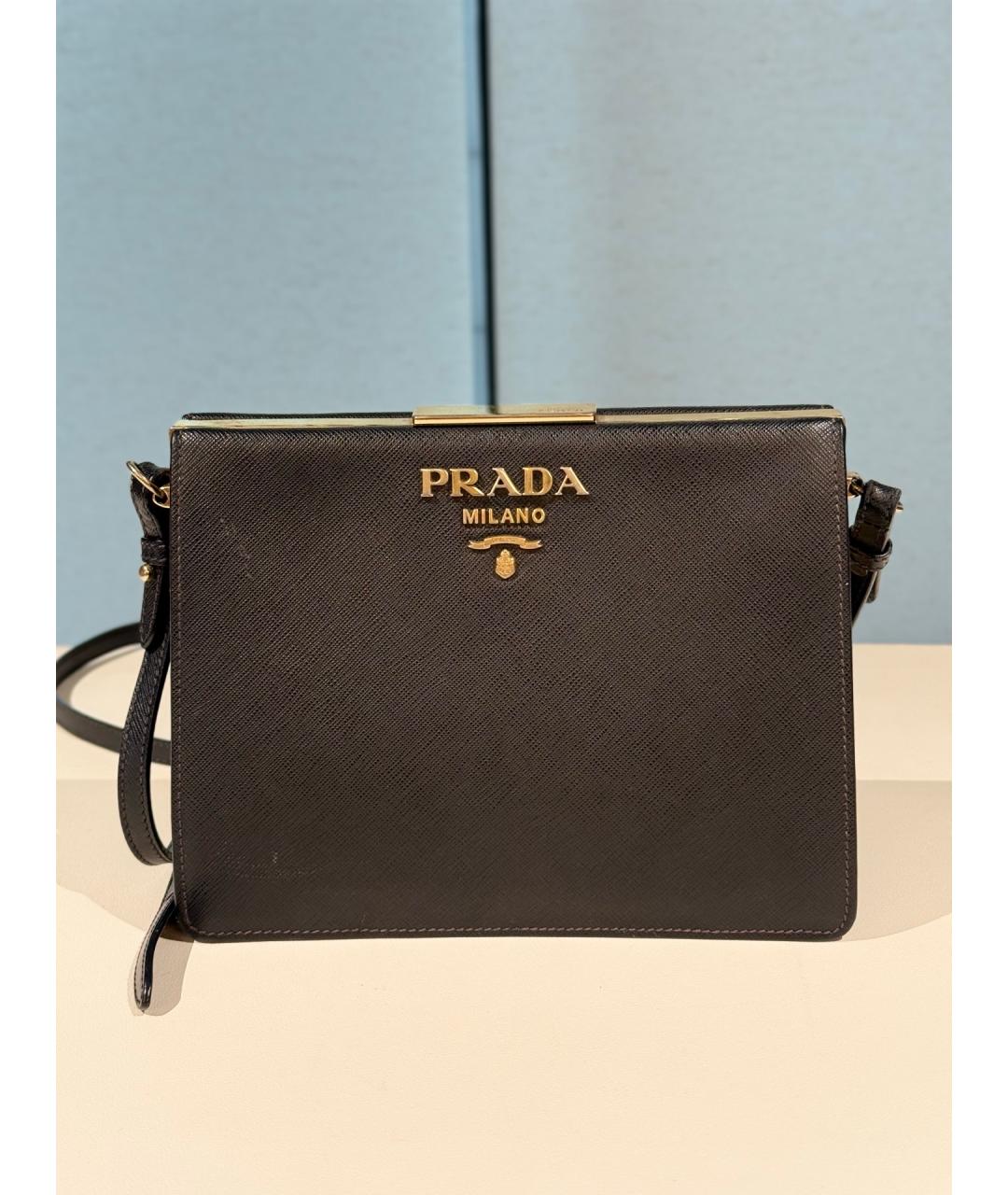 PRADA Черная кожаная сумка через плечо, фото 10