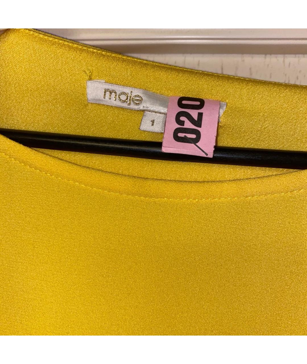 MAJE Желтое полиэстеровое коктейльное платье, фото 3