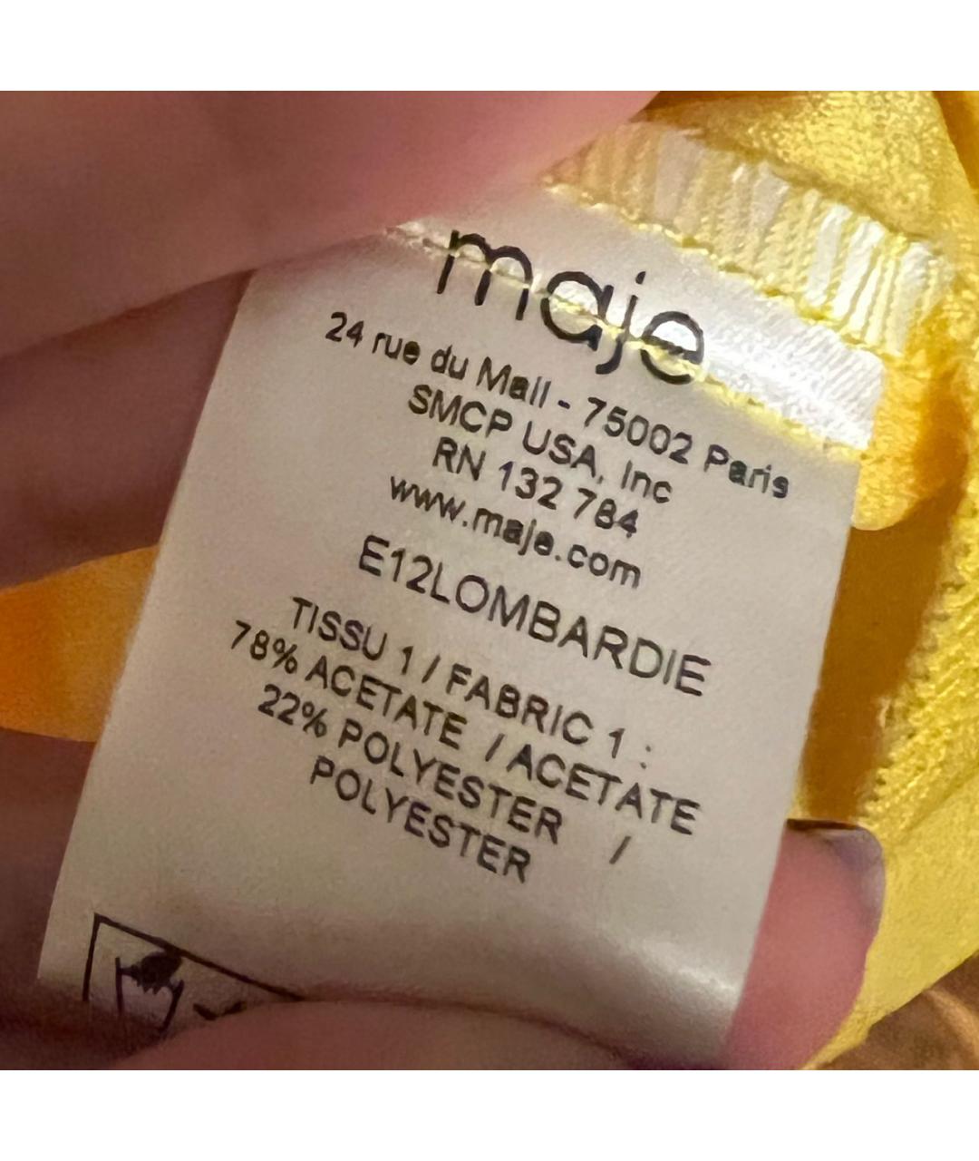 MAJE Желтое полиэстеровое коктейльное платье, фото 7