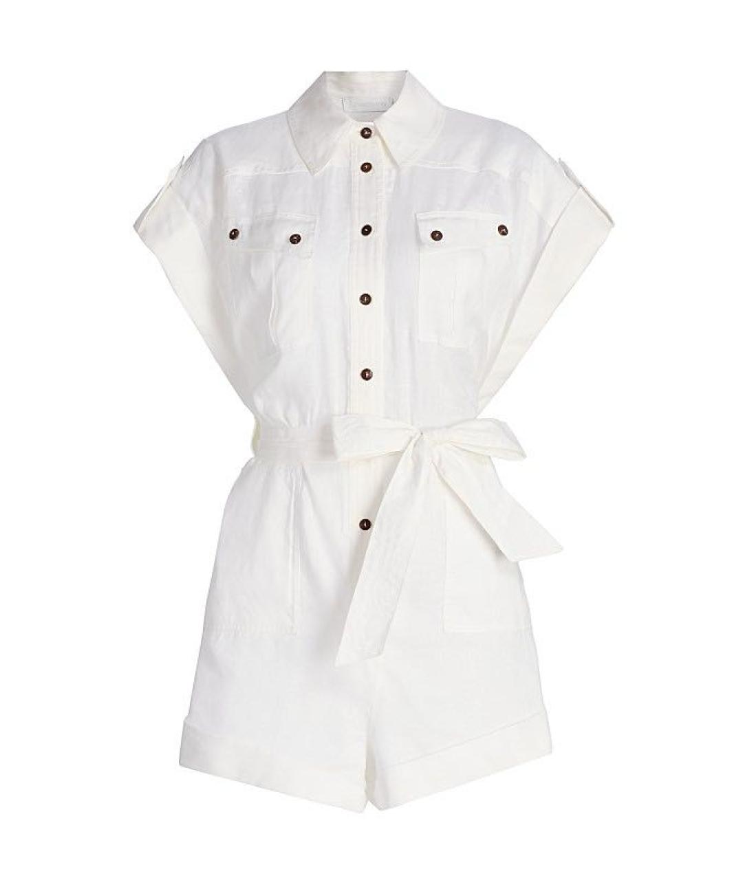 ZIMMERMANN Белый льняной комбинезон, фото 3