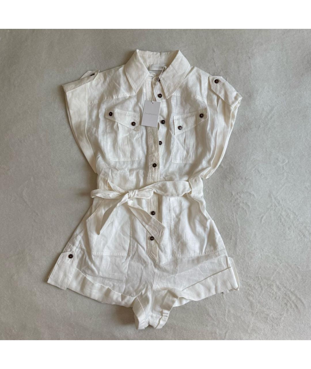 ZIMMERMANN Белый льняной комбинезон, фото 2