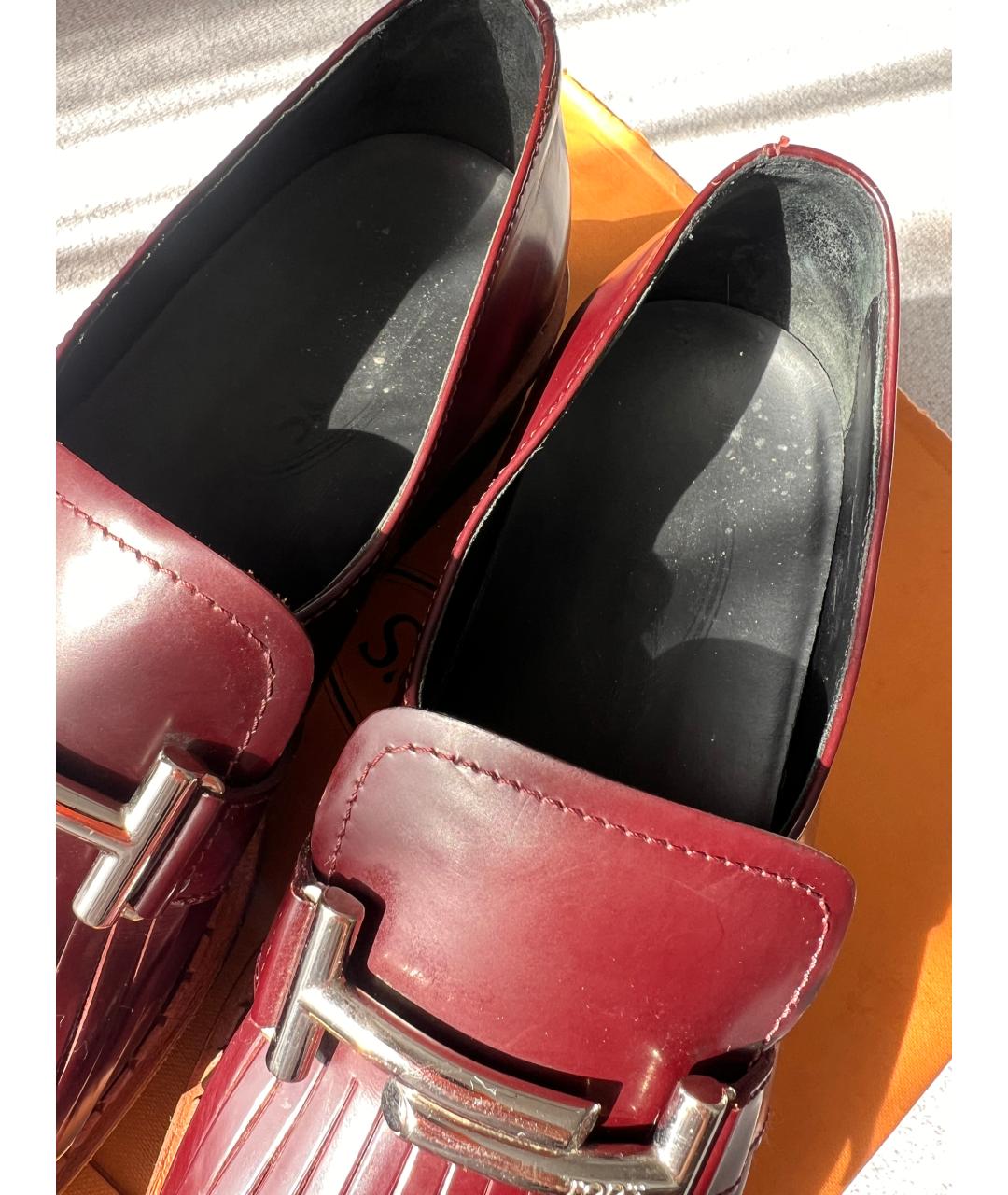 TOD'S Бордовые кожаные лоферы, фото 3