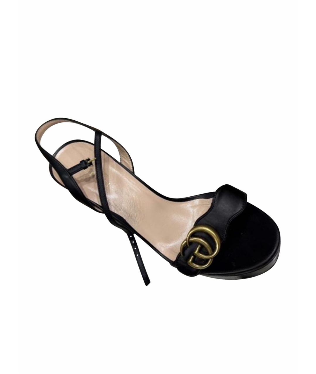 GUCCI Черные кожаные босоножки, фото 6