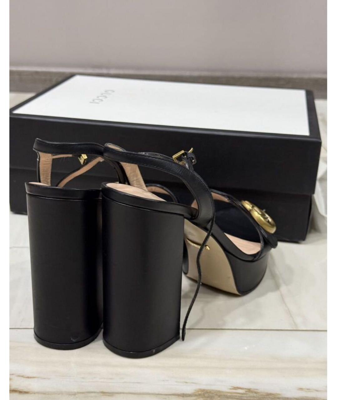 GUCCI Черные кожаные босоножки, фото 2