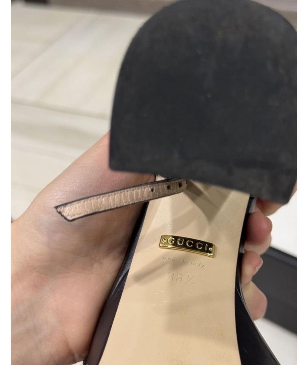 GUCCI Черные кожаные босоножки, фото 4