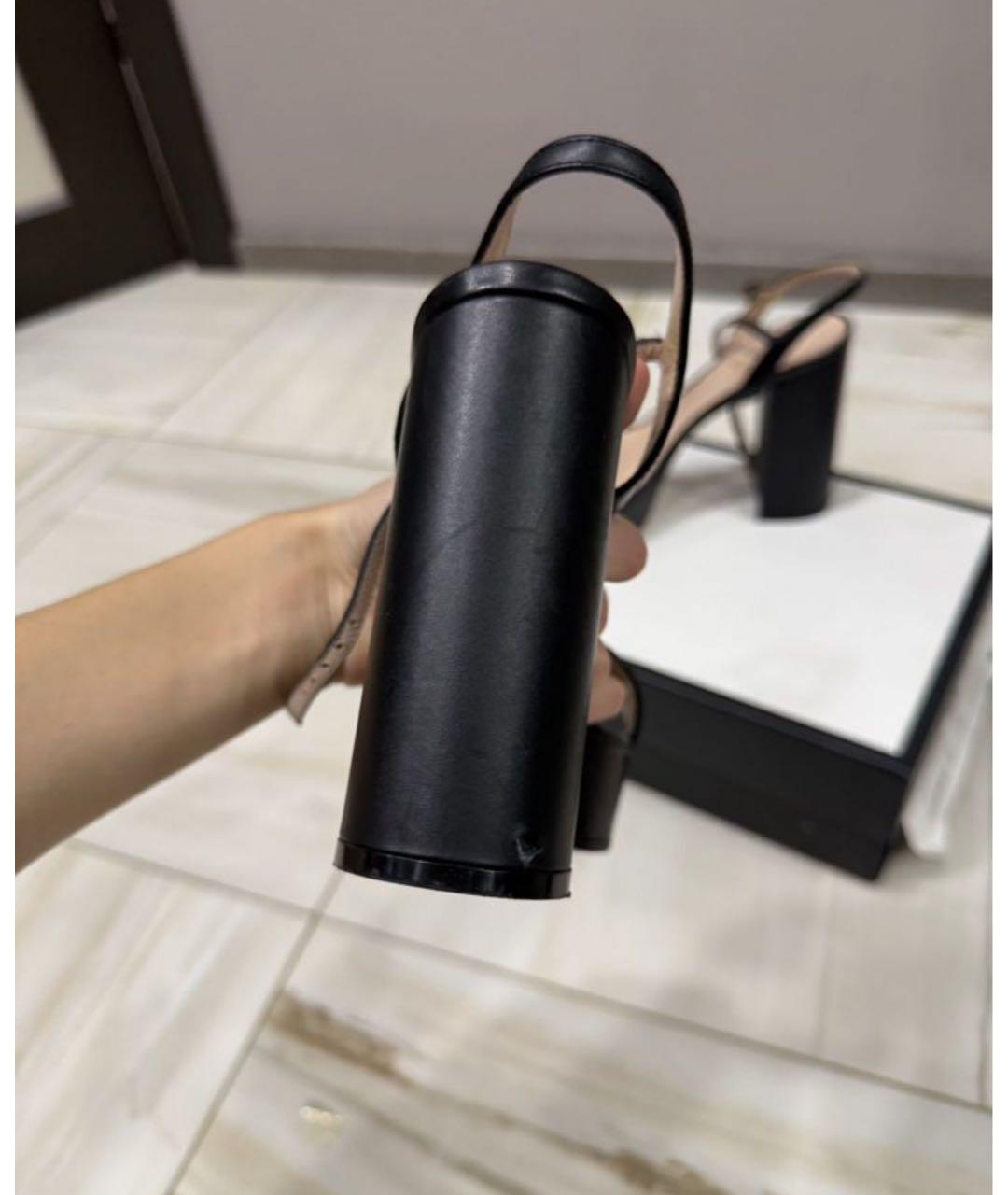 GUCCI Черные кожаные босоножки, фото 5