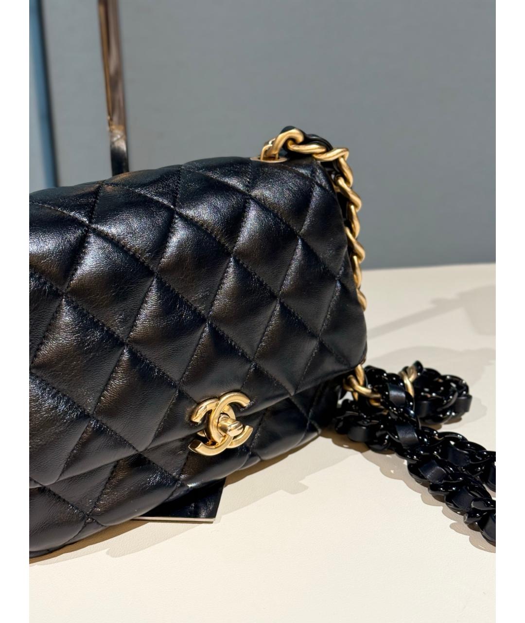 CHANEL Черная кожаная сумка через плечо, фото 4