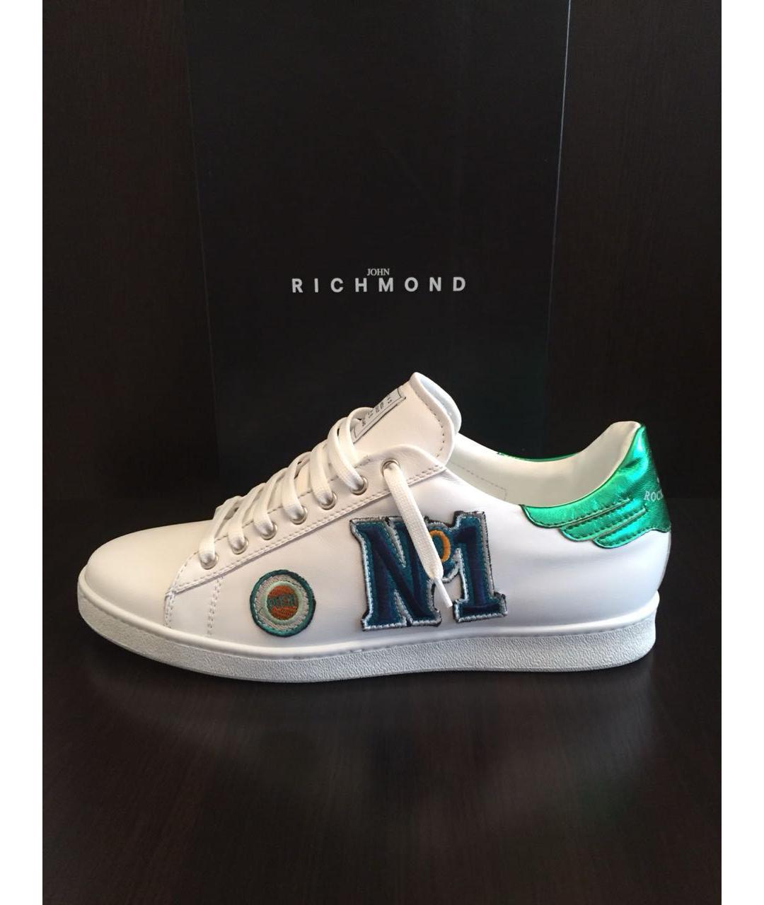 JOHN RICHMOND Белые кожаные низкие кроссовки / кеды, фото 5