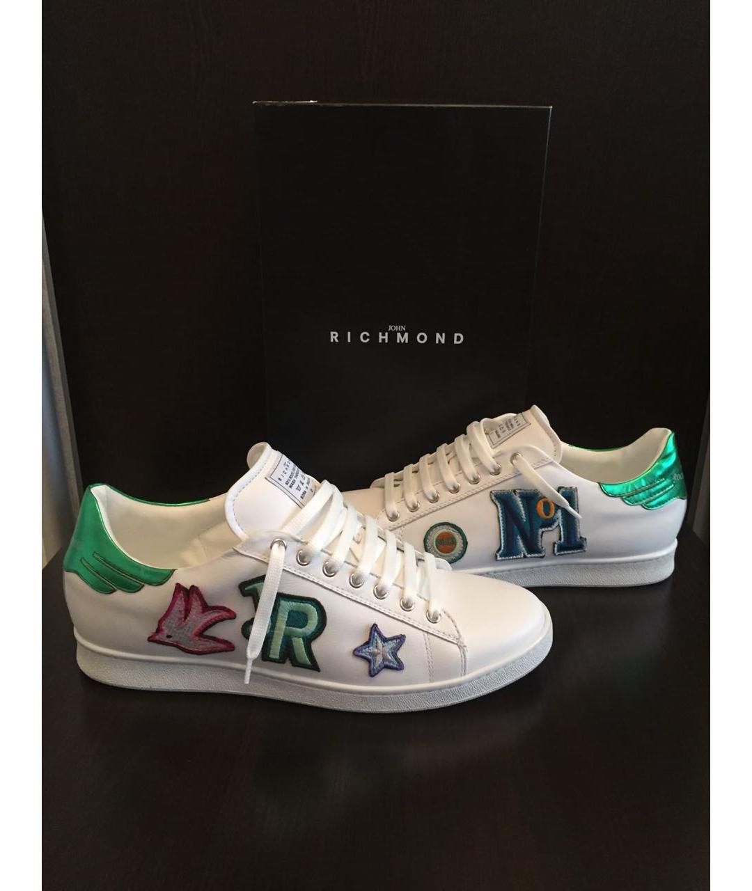 JOHN RICHMOND Белые кожаные низкие кроссовки / кеды, фото 8