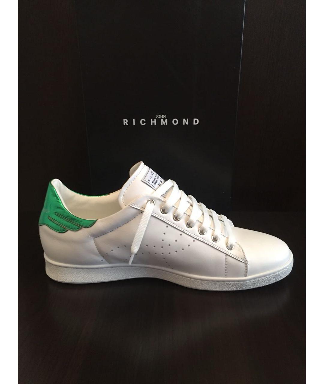 JOHN RICHMOND Белые кожаные низкие кроссовки / кеды, фото 6
