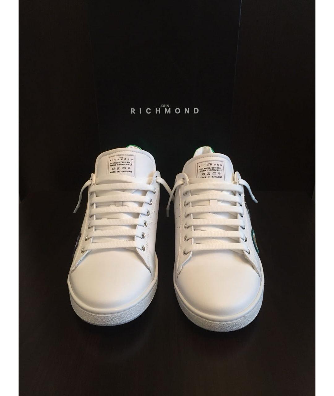 JOHN RICHMOND Белые кожаные низкие кроссовки / кеды, фото 2