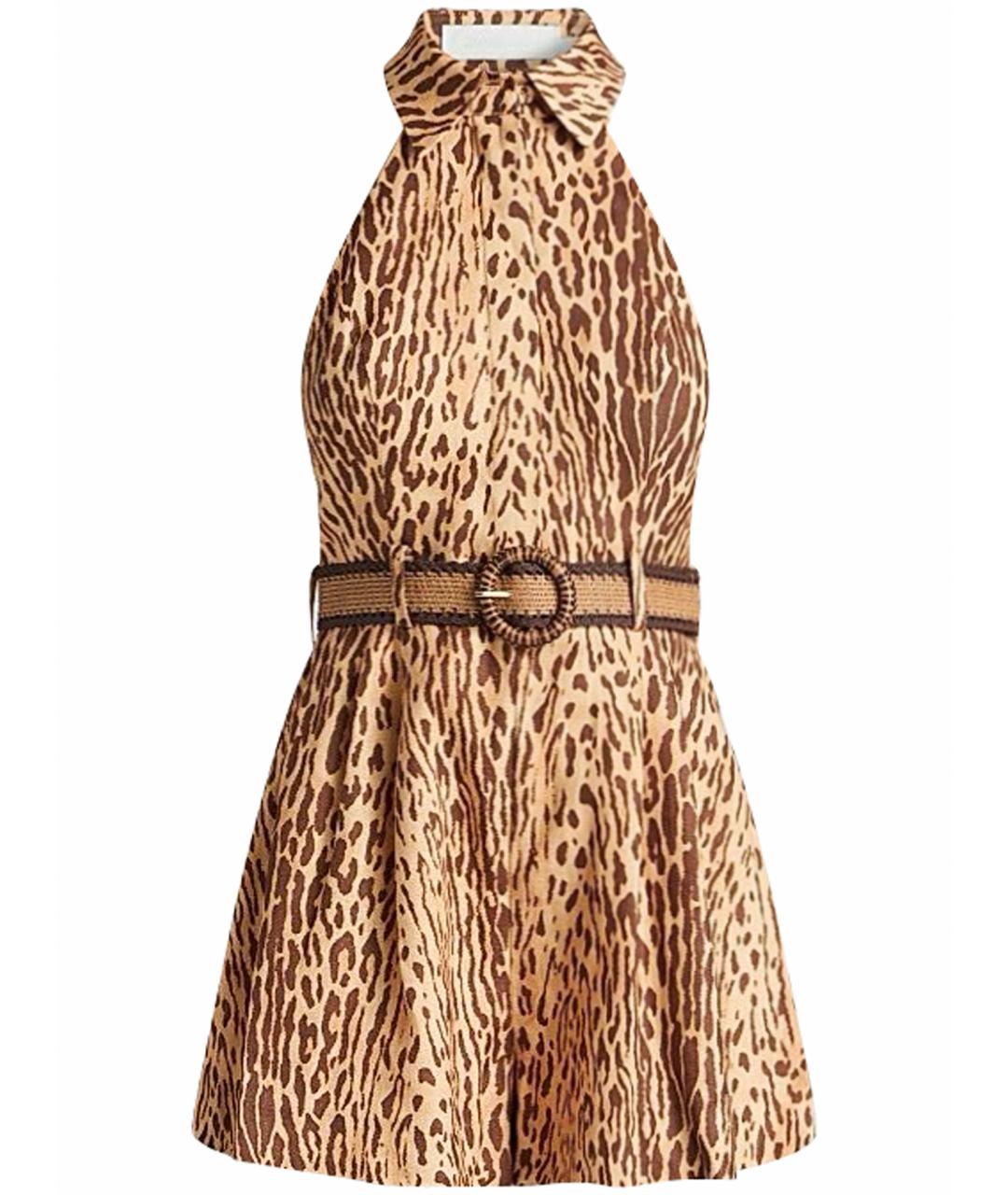 ZIMMERMANN Коричневый льняной комбинезон, фото 1