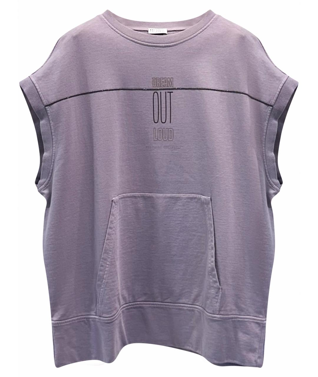 BRUNELLO CUCINELLI Фиолетовая хлопковая футболка, фото 1