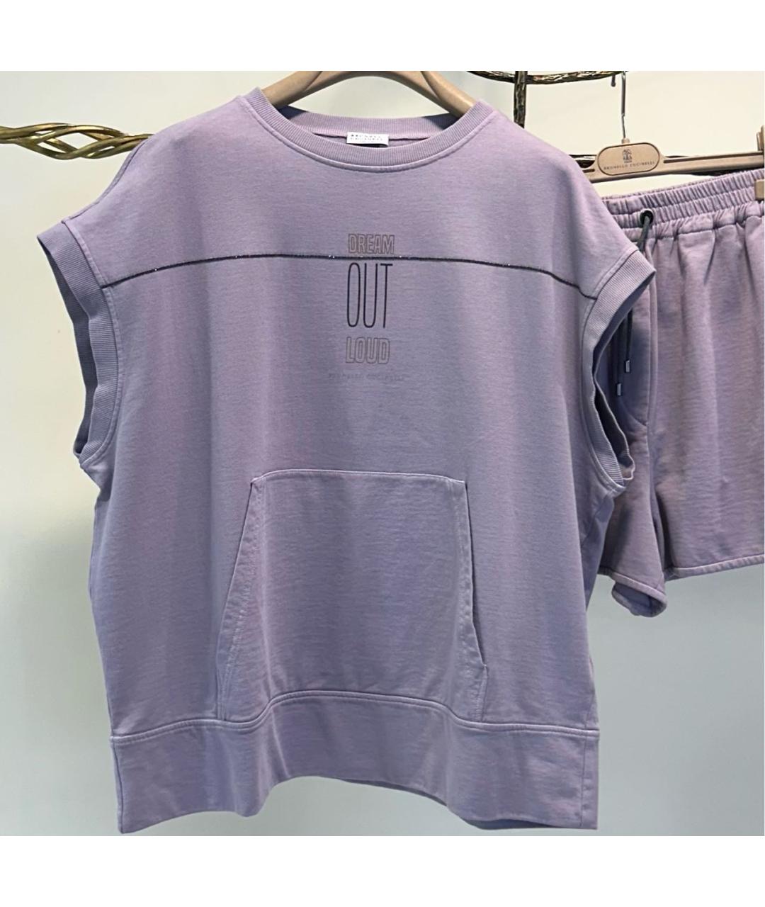 BRUNELLO CUCINELLI Фиолетовая хлопковая футболка, фото 5