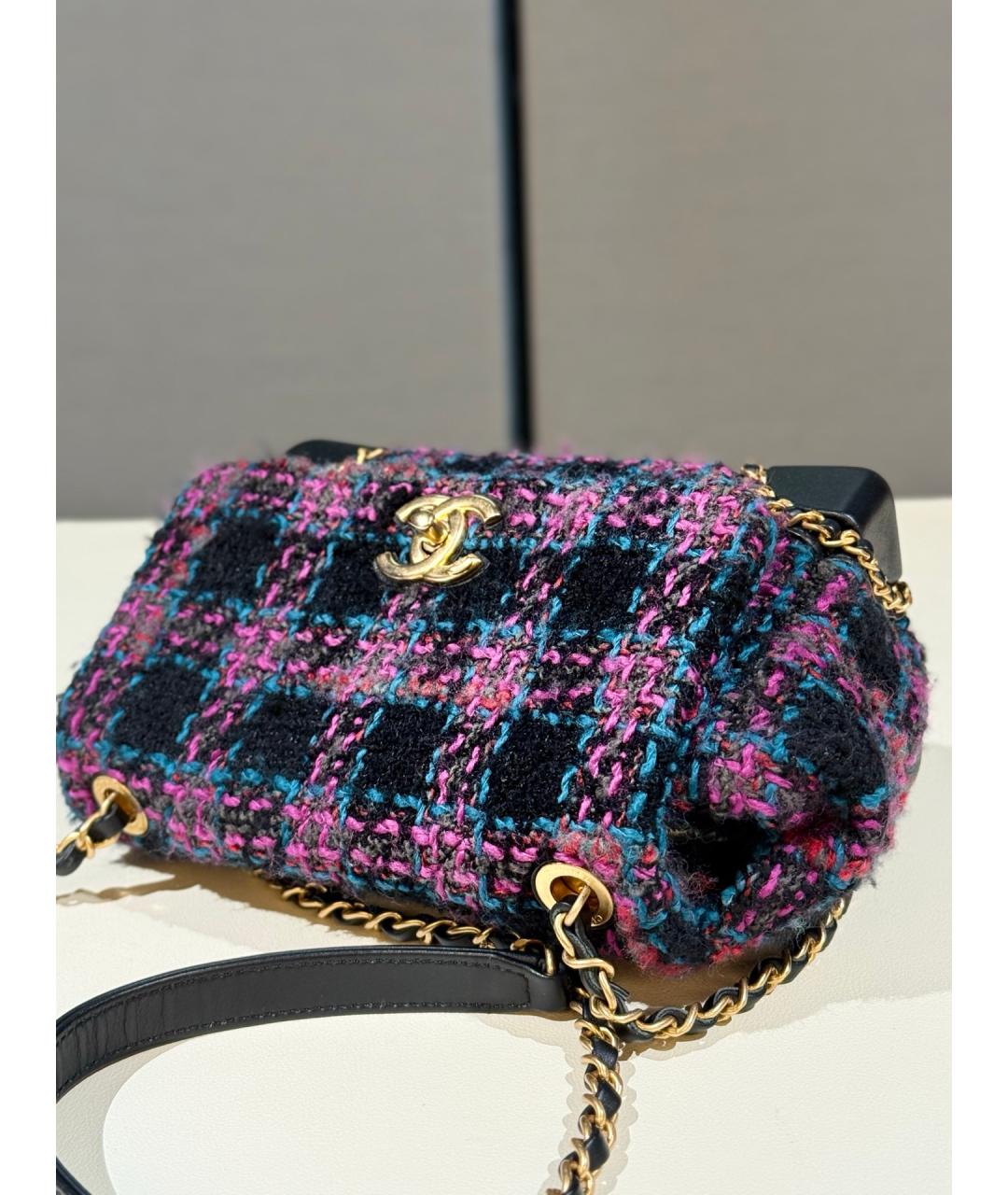 CHANEL Фиолетовая твидовая сумка через плечо, фото 7