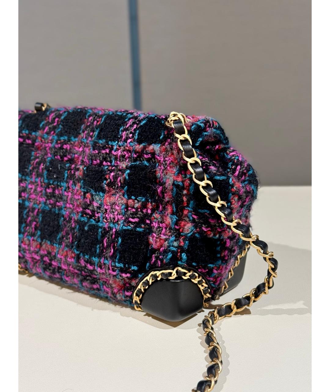 CHANEL Фиолетовая твидовая сумка через плечо, фото 6