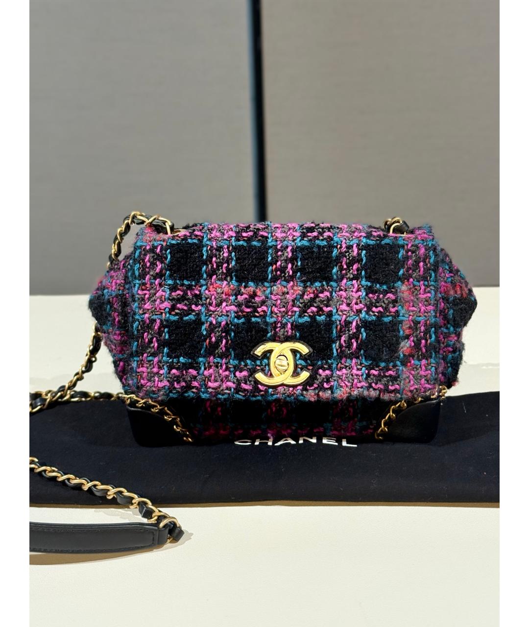 CHANEL Фиолетовая твидовая сумка через плечо, фото 9