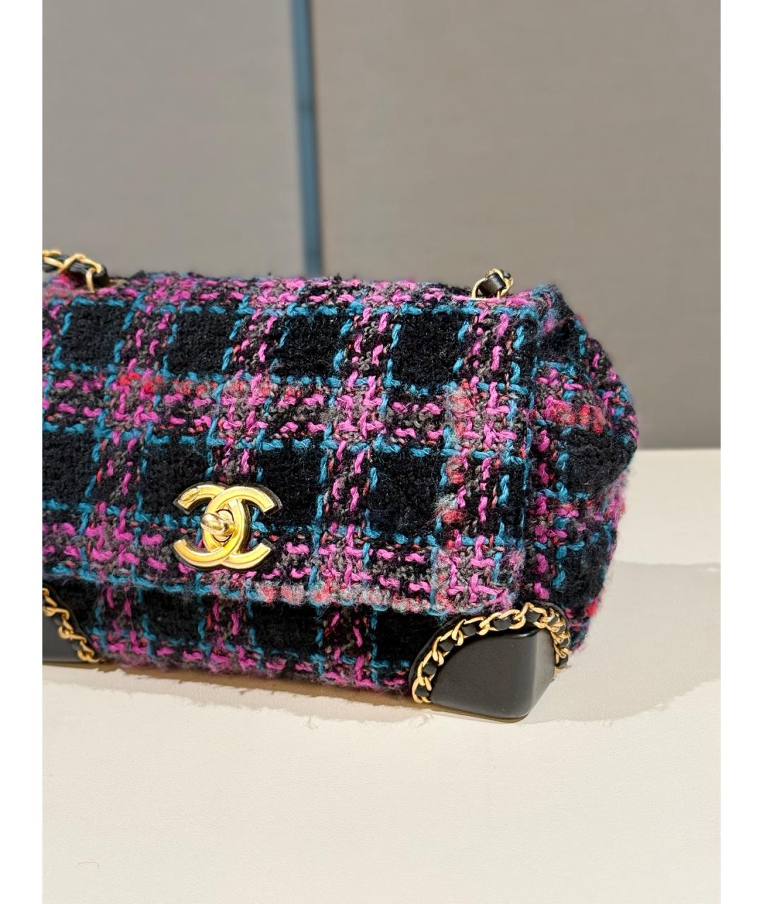 CHANEL Фиолетовая твидовая сумка через плечо, фото 2