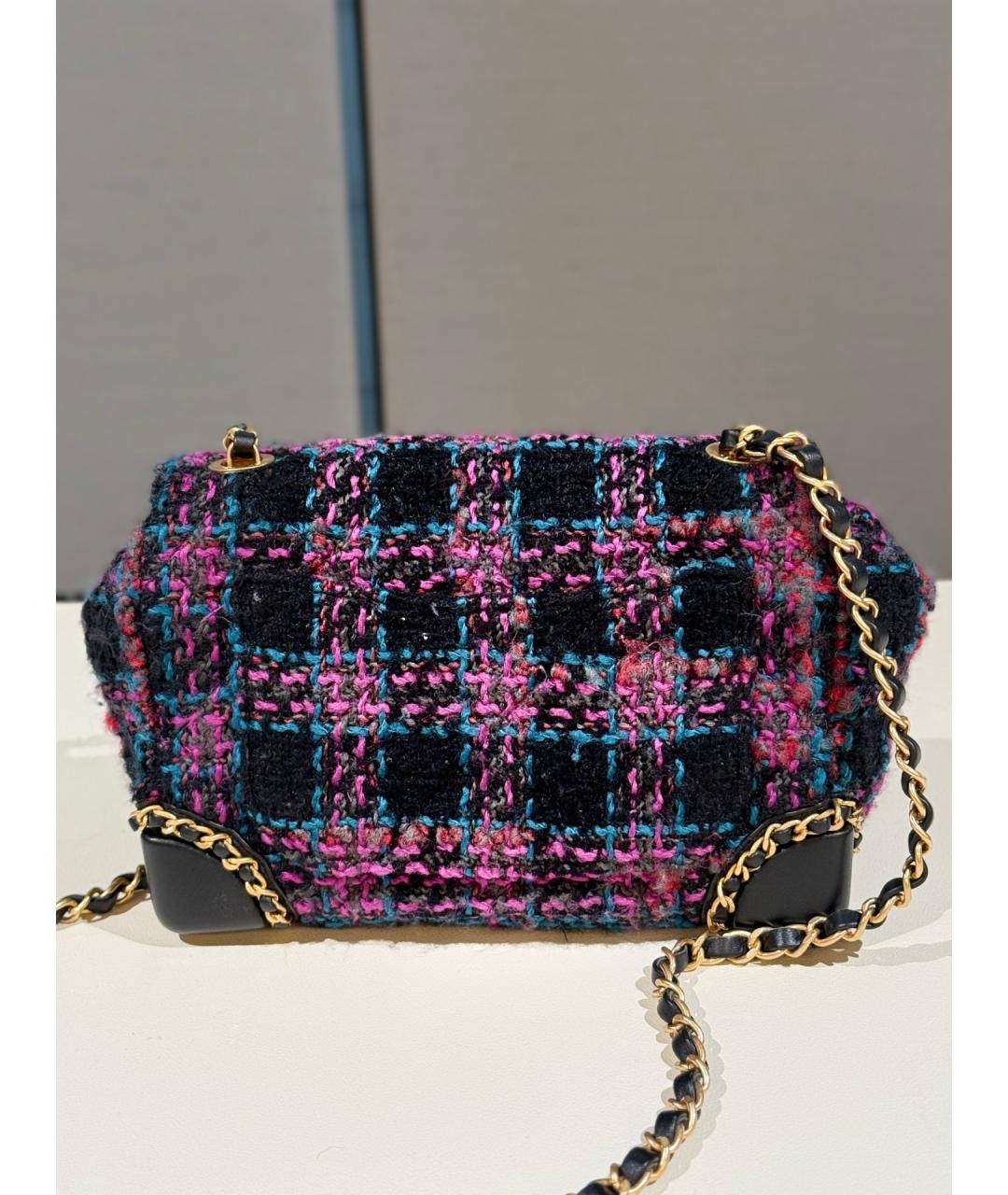 CHANEL Фиолетовая твидовая сумка через плечо, фото 5