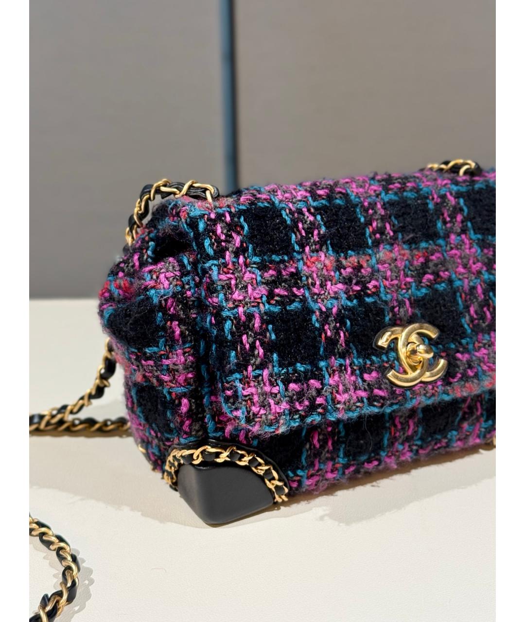 CHANEL Фиолетовая твидовая сумка через плечо, фото 4
