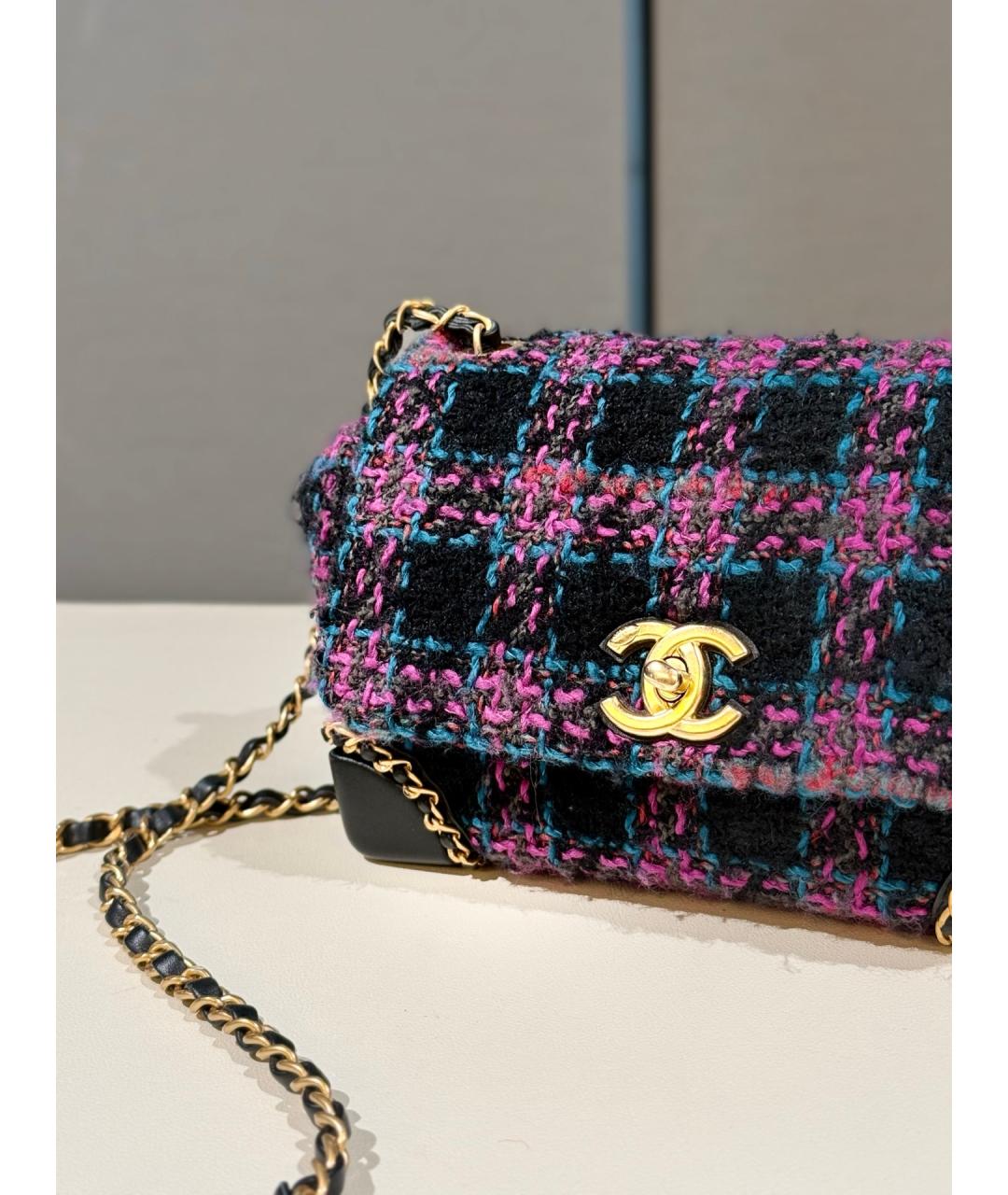 CHANEL Фиолетовая твидовая сумка через плечо, фото 3