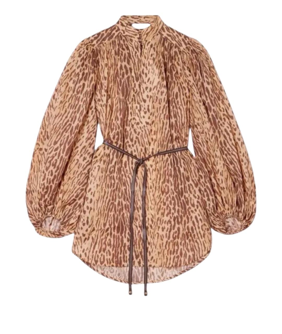 ZIMMERMANN Коричневая льняная туника, фото 1