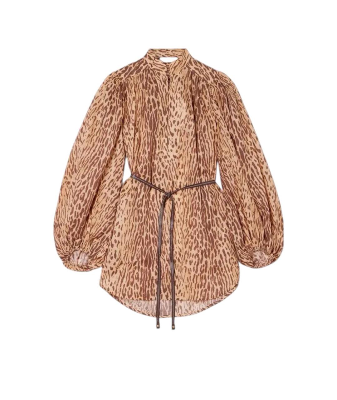 ZIMMERMANN Коричневая льняная туника, фото 6