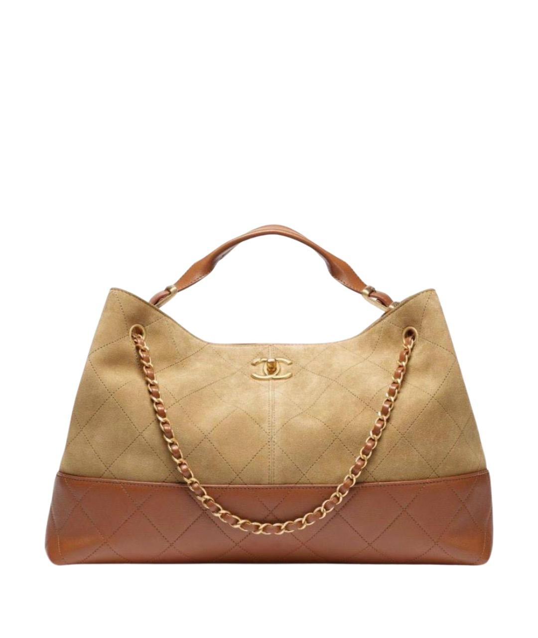 CHANEL Бежевая замшевая сумка через плечо, фото 1