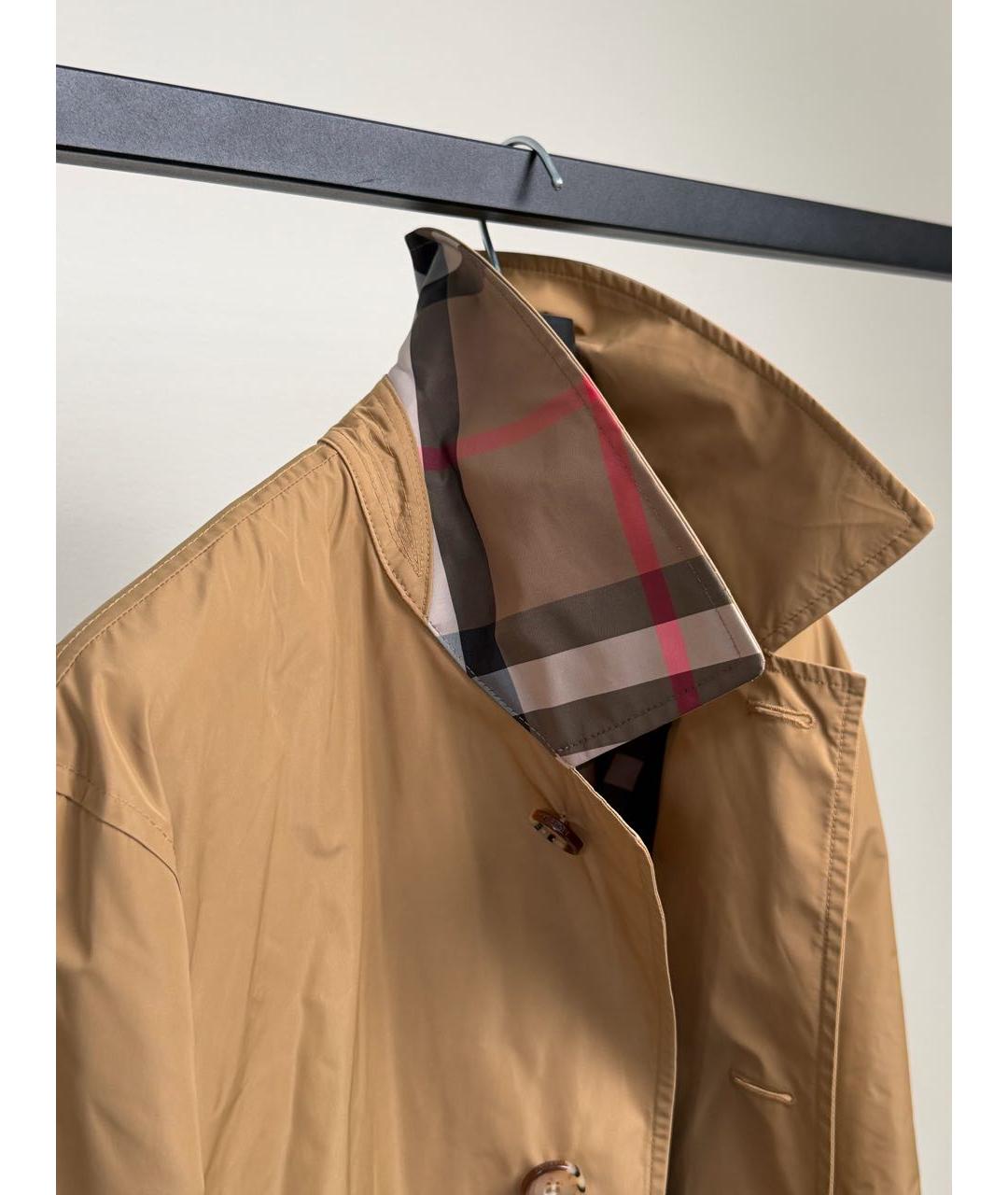BURBERRY Бежевый полиэстеровый тренч / плащ, фото 3