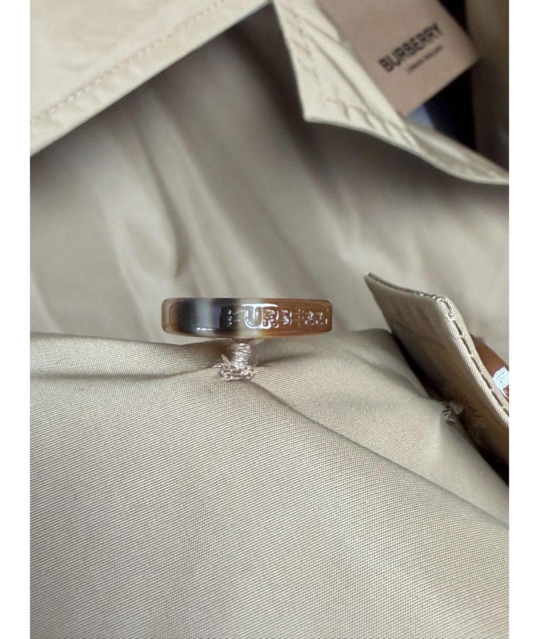 BURBERRY Бежевый полиэстеровый тренч / плащ, фото 6