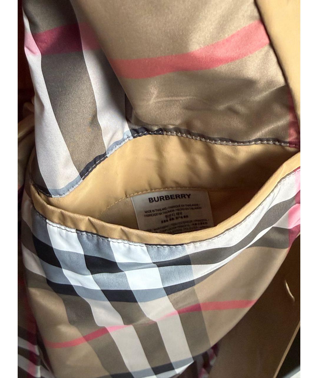 BURBERRY Бежевый полиэстеровый тренч / плащ, фото 4