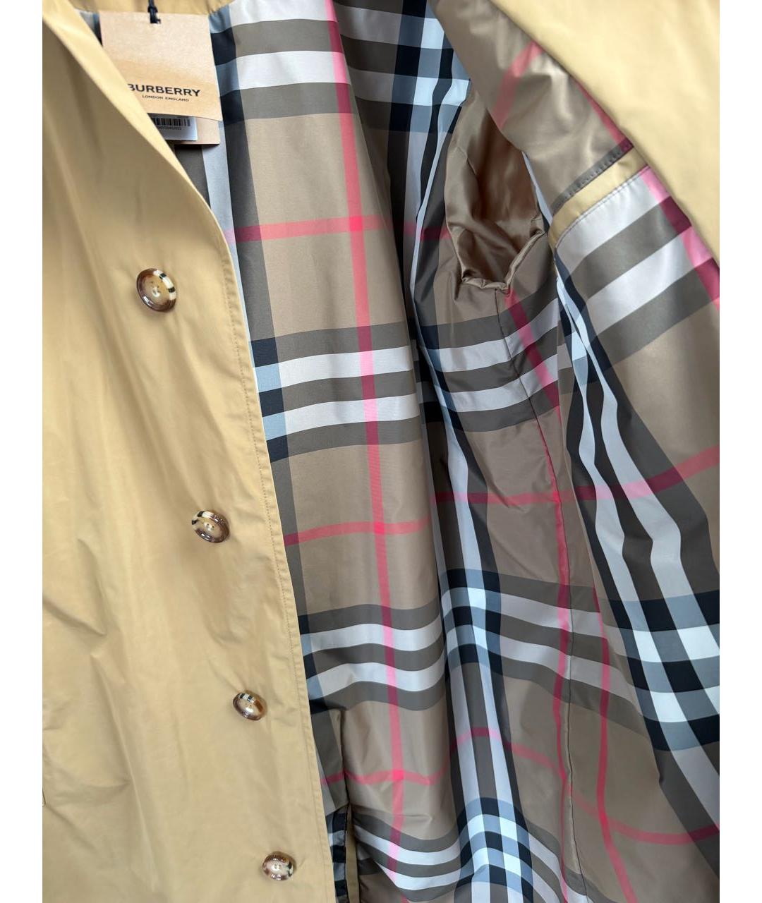 BURBERRY Бежевый полиэстеровый тренч / плащ, фото 5