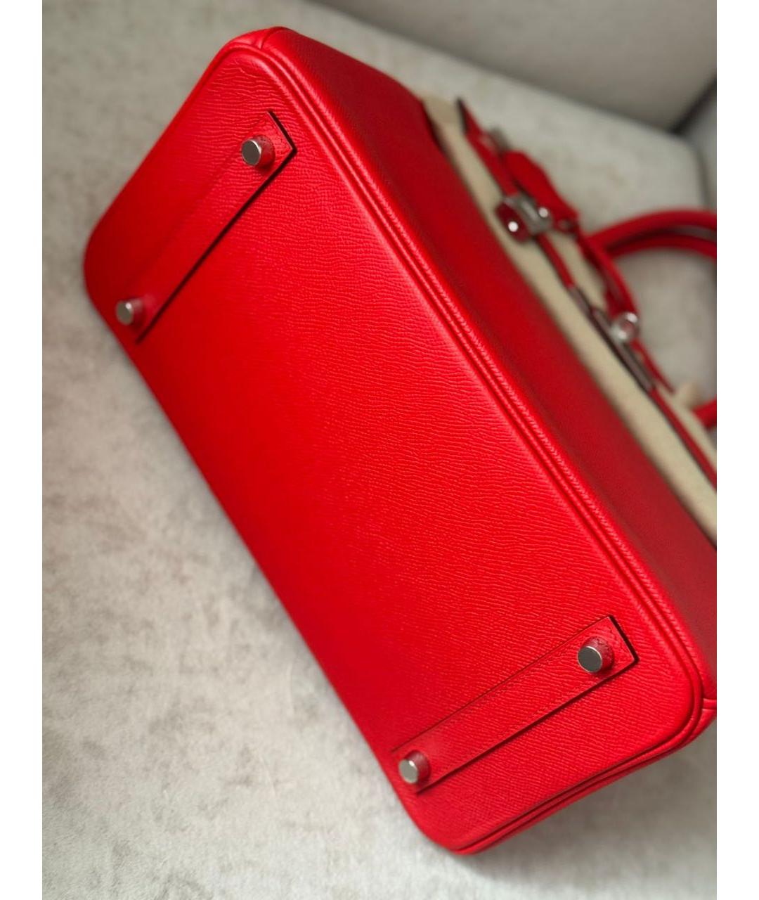 HERMES Красная кожаная сумка с короткими ручками, фото 6
