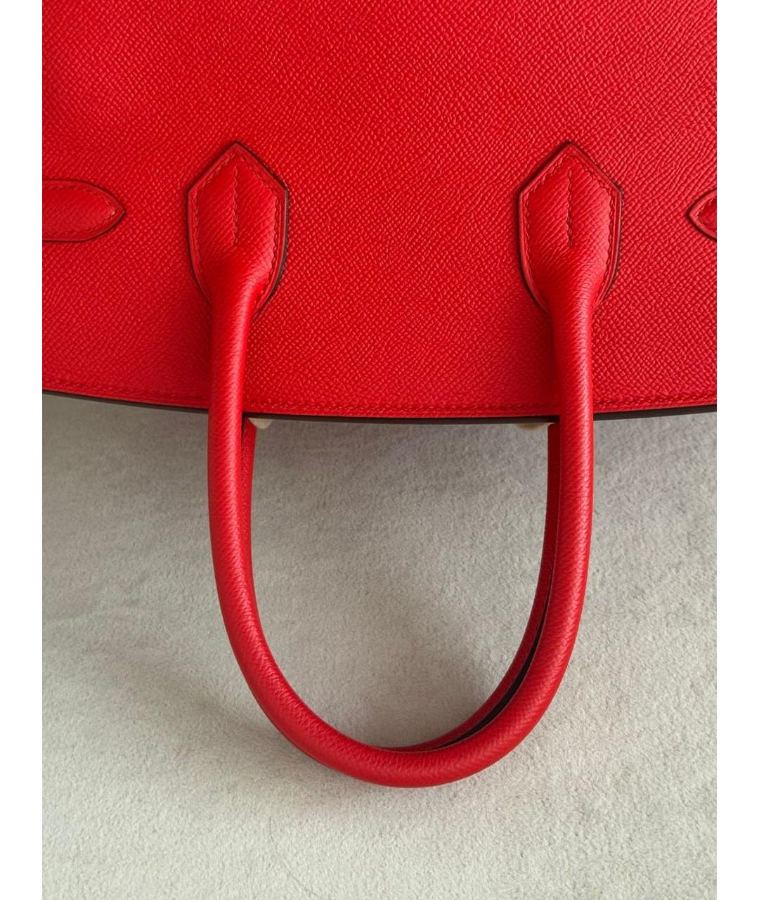 HERMES Красная кожаная сумка с короткими ручками, фото 7